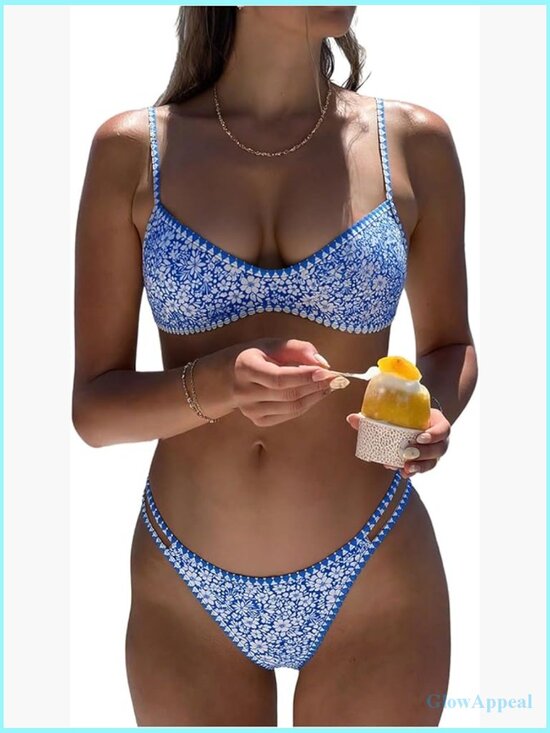 Other - Floral Print Bikini Set Spaghetti Strap Two Piece Swimsuit